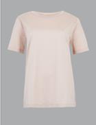 Marks & Spencer Pure Cotton Round Neck Short Sleeve T-shirt Almond