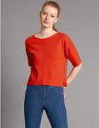 Marks & Spencer Clean Knit Round Neck Short Sleeve Jumper Red