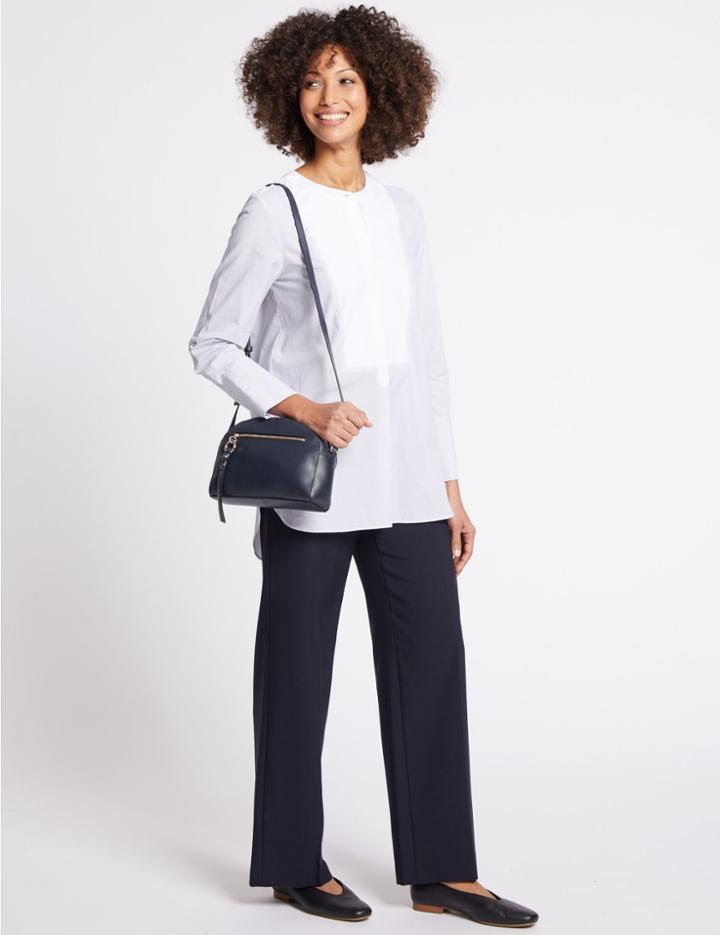 Marks & Spencer Leather Crescent Cross Body Bag Navy