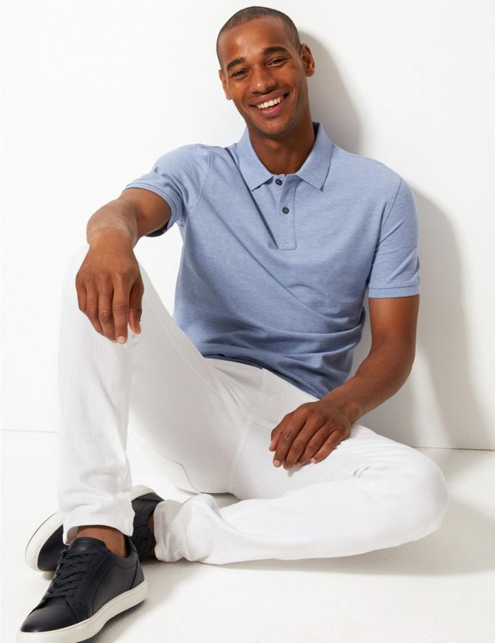 Marks & Spencer Slim Fit Pure Cotton Polo Shirt Burgundy