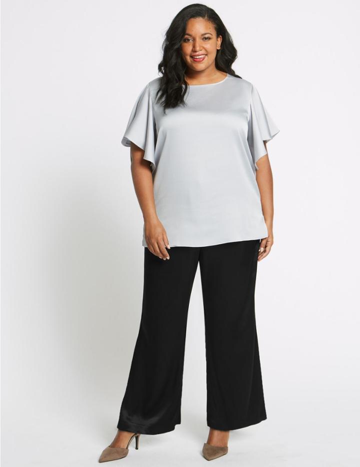 Marks & Spencer Curve Satin Wide Leg Trousers Black
