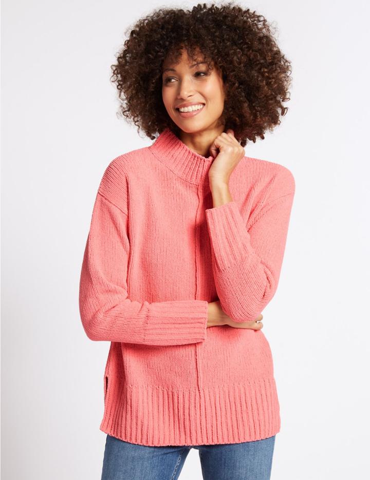 Marks & Spencer Chenille Textured Round Neck Jumper Watermelon