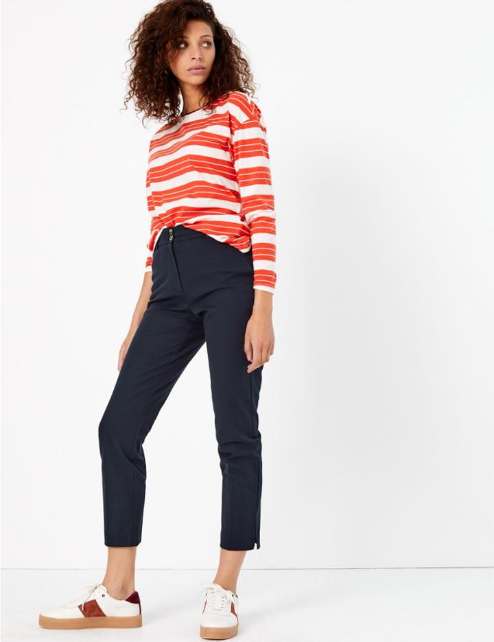 Marks & Spencer Bi Stretch Slim Leg Trousers Navy
