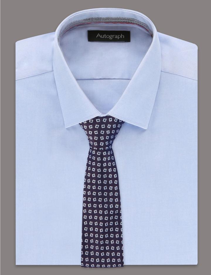 Marks & Spencer Pure Silk Geometric Print Tie Rust