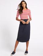 Marks & Spencer Jersey A-line Midi Skirt Navy