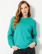 Marks & Spencer Cotton Rich Long Sleeve Sweatshirt Turquoise