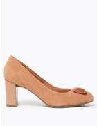 Marks & Spencer Suede Almond Toe Trim Court Shoes Nude