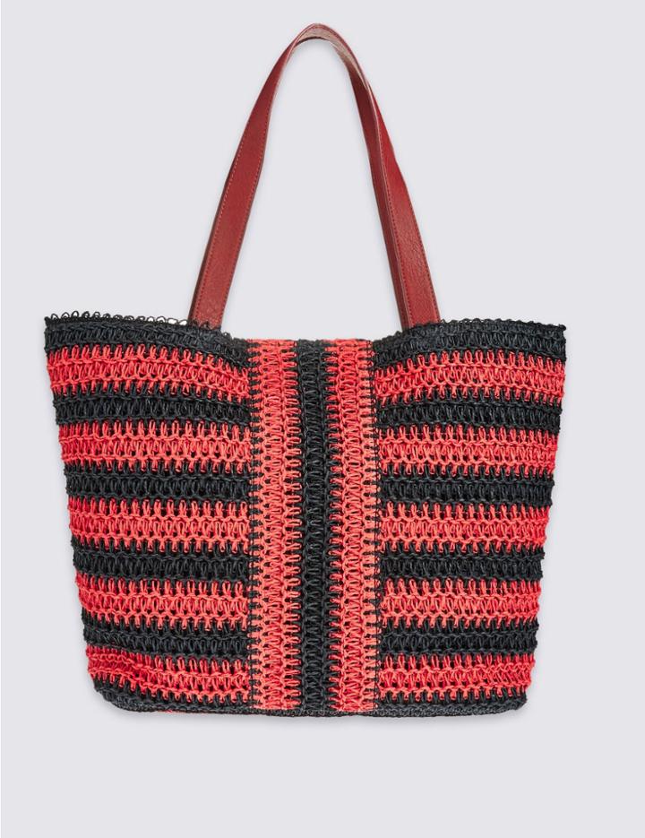 Marks & Spencer Striped Shopper Bag Black Mix