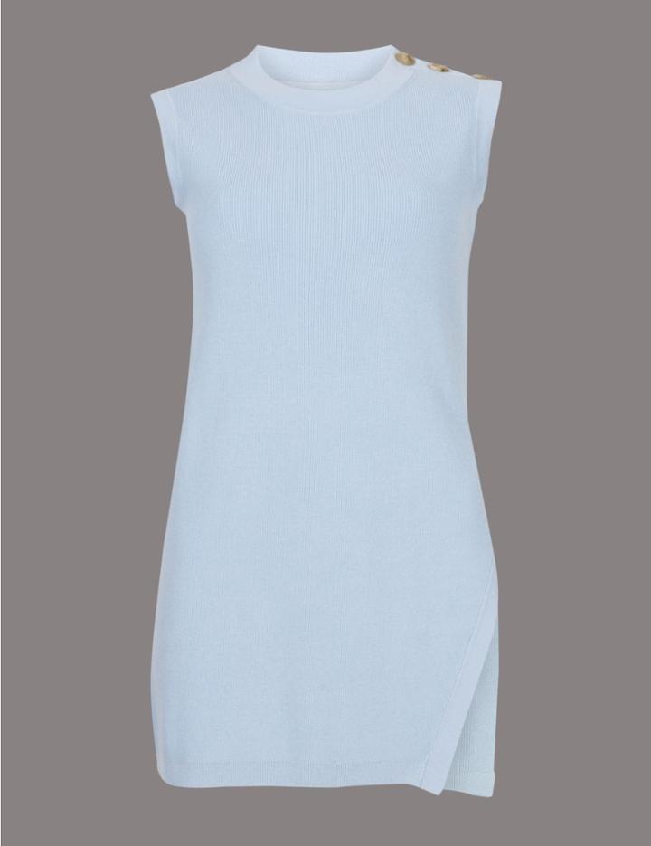 Marks & Spencer Textured Round Neck Jumper Soft Blue