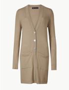 Marks & Spencer Jersey Relaxed Fit Longline Cardigan Buff