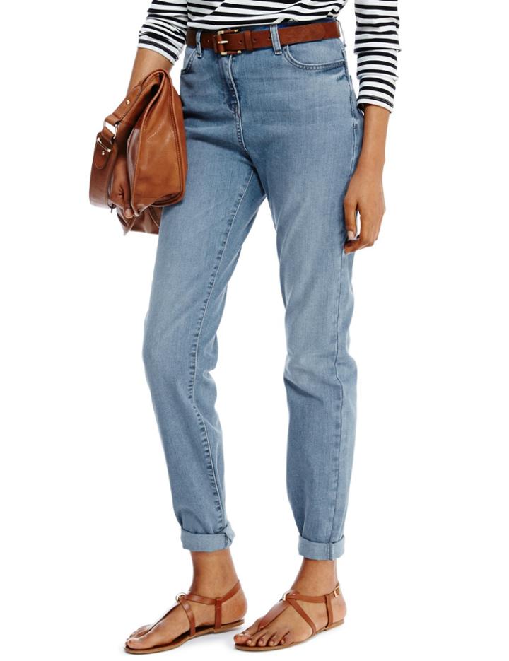 Marks & Spencer Relaxed Skinny Denim Jeans Light Indigo