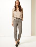 Marks & Spencer Checked Slim Leg Trousers Natural Mix