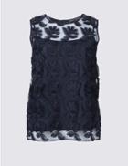 Marks & Spencer Lace Round Neck Shell Top Navy