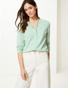 Marks & Spencer Pure Cotton Round Neck Cardigan Mint