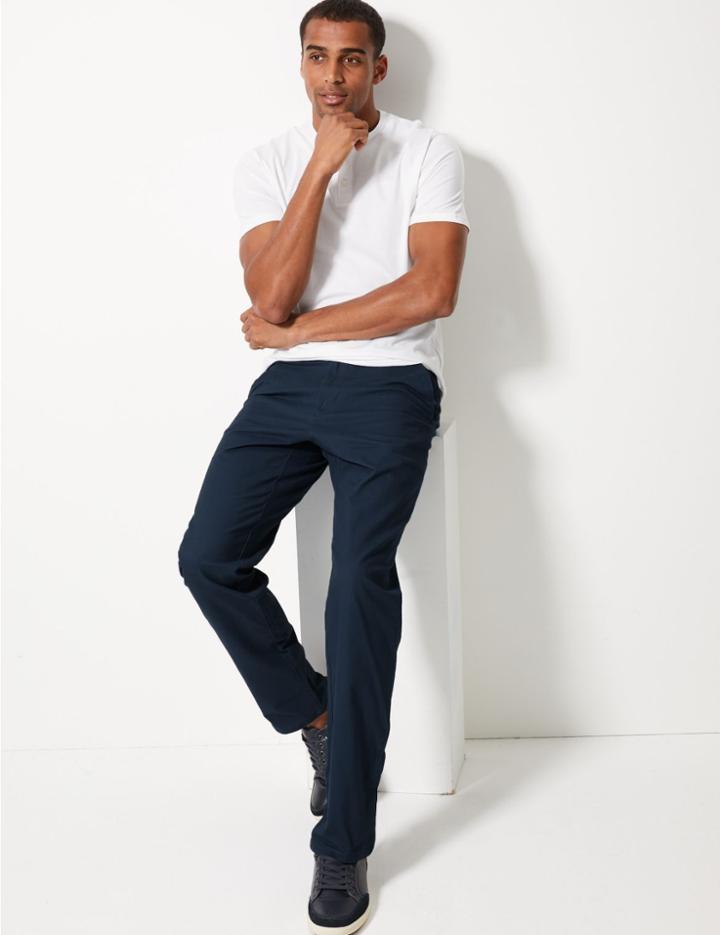 Marks & Spencer Regular Fit Cotton Rich Chinos Indigo