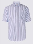 Marks & Spencer Easy Care Modal Blend Shirt With Pocket Pink Mix