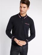 Marks & Spencer Pure Cotton Contrasting Edge Polo Jumper Navy
