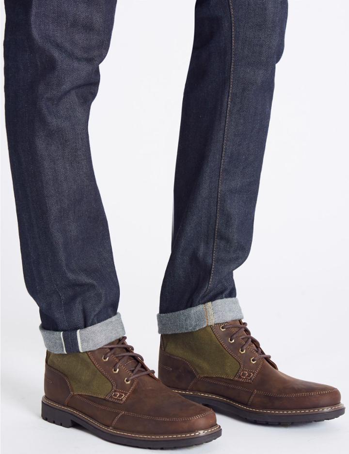 Marks & Spencer Leather Lace-up Boots Brown Mix