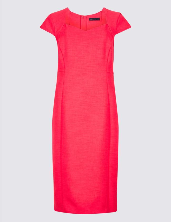 Marks & Spencer Petite Short Sleeve Bodycon Midi Dress Pink