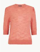 Marks & Spencer Textured Boucl Round Neck Top Hot Bronze