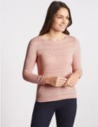 Marks & Spencer Pure Cotton Pointelle Knit Jumper Blush Pink
