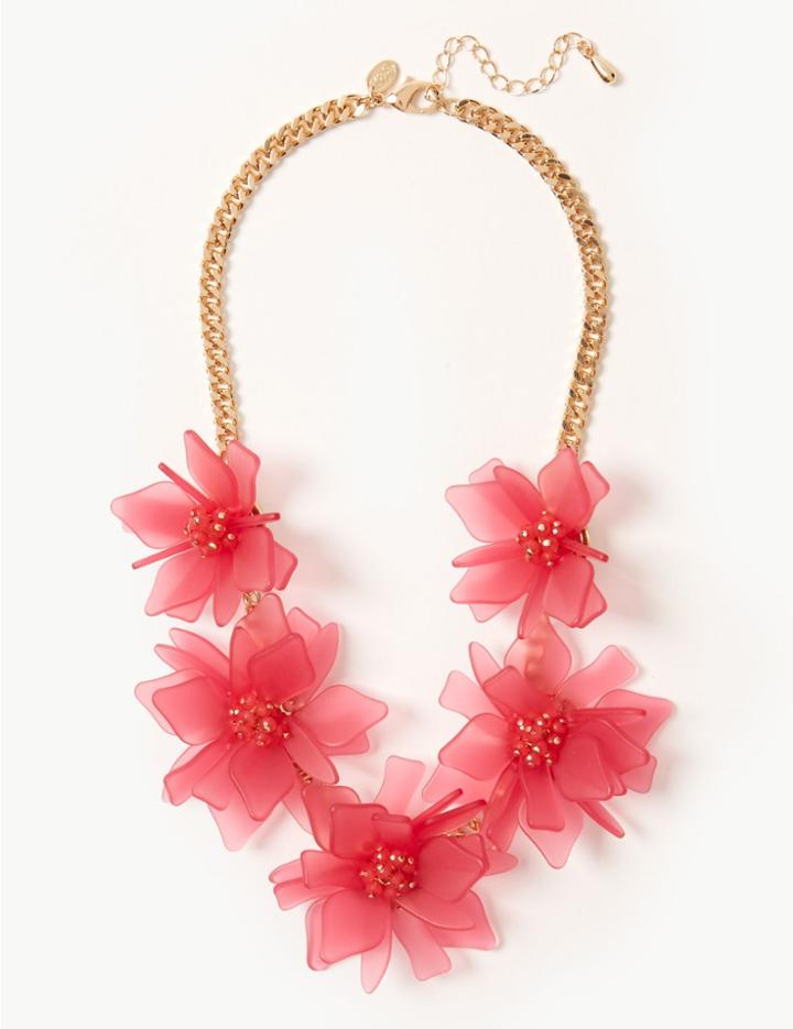Marks & Spencer Glitter Flower Collar Necklace Fuchsia
