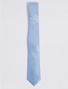 Marks & Spencer Pure Silk Textured Tie Ice Blue