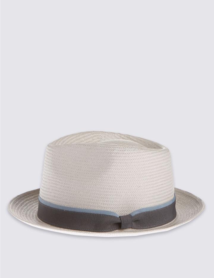 Marks & Spencer Trilby Tipped Band Summer Hat Grey