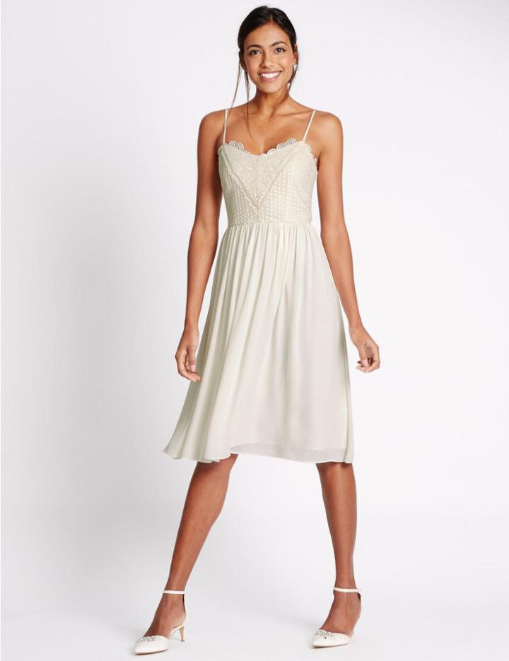 Marks & Spencer Floral Lace Strap Swing Dress Ivory