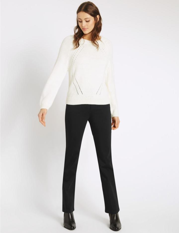 Marks & Spencer Sateen Roma Rise Straight Leg Jeans Black