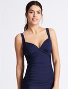 Marks & Spencer Padded Plunge Tankini Top Navy Mix