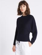 Marks & Spencer Tie Detail Round Neck Jumper Navy
