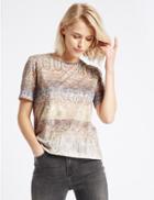 Marks & Spencer Printed Short Sleeve Jersey Top Pink Mix