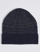 Marks & Spencer Fairisle Beanie Hat Navy