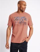 Marks & Spencer Pure Cotton Printed Crew Neck T-shirt Sunset