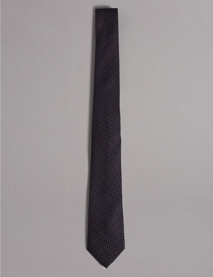Marks & Spencer Silk Rich Embossed Waffle Tie Blackcurrant