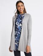 Marks & Spencer Open Front Ribbed Cardigan Grey Marl