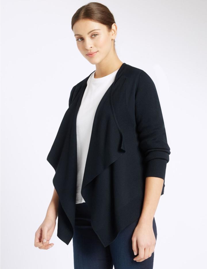 Marks & Spencer Woven Insert Cardigan Navy