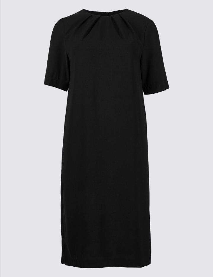 Marks & Spencer Pleated Short Sleeve Tunic Dress Black