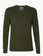 Marks & Spencer Pure Cotton V-neck Jumper Khaki