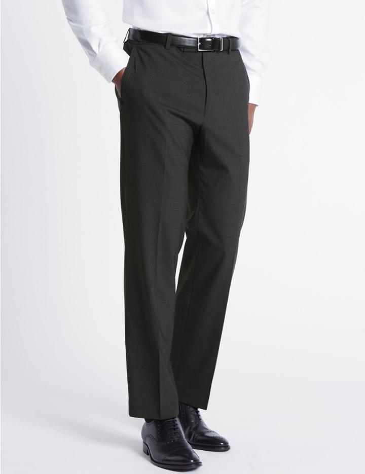 Marks & Spencer Charcoal Textured Tailored Fit Trousers Charcoal