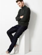 Marks & Spencer Textured Zip Through Cardigan Dark Khaki