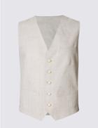 Marks & Spencer Linen Rich Textured Waistcoat Neutral