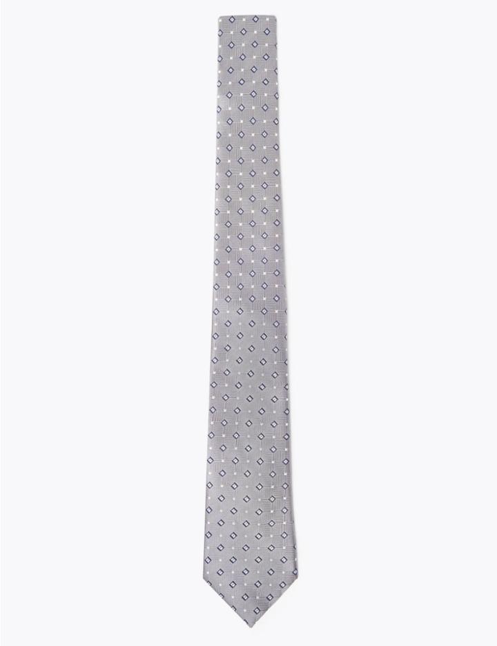 Marks & Spencer Slim Geometric Tie Grey Mix