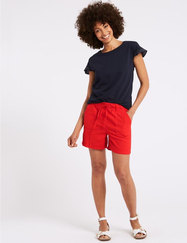 Marks & Spencer Linen Rich Casual Shorts Red