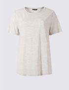 Marks & Spencer Glitter Round Neck Short Sleeve T-shirt Oatmeal