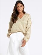 Marks & Spencer Floral Jacquard Long Sleeve Blouse Peach