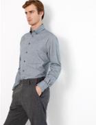 Marks & Spencer Tailored Fit Twill Easy Iron Shirt Navy Mix