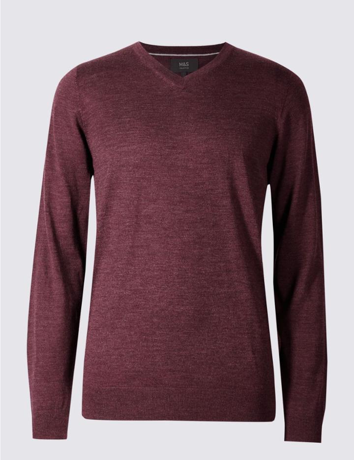 Marks & Spencer Pure Merino Wool Jumper Dark Raspberry