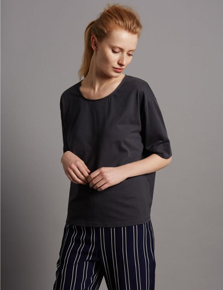 Marks & Spencer Tie Back Half Sleeve Jersey Top Navy